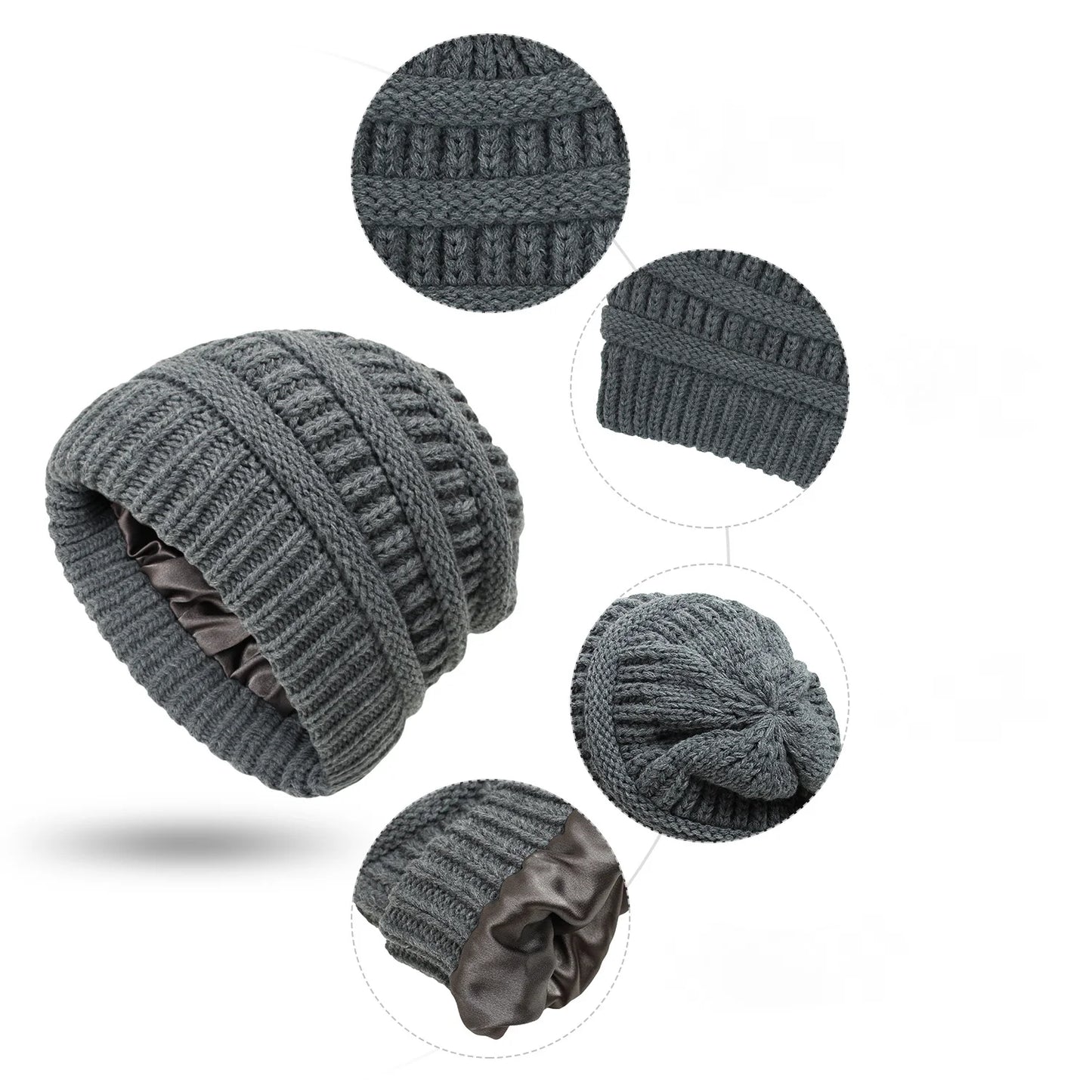 Satin Lined Cable Knit Beanie